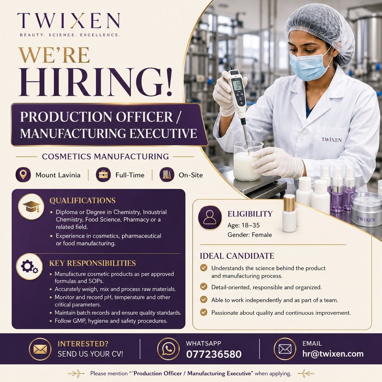 Female Production Officer/Manufacturing Executive &mdash; poster